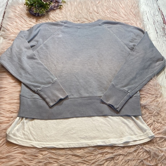 DONATING 11/1 Monrow Blue Layered Pullover Thin Sweatshirt sz XS - Picture 9 of 11